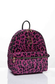 LEOPARD VELVET MAGENTA BACKPACK (2)